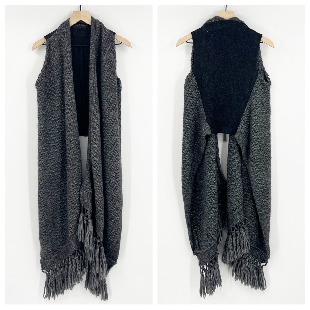 Rag & Bone Gray Wool Fringe Hi Low Vest XS
